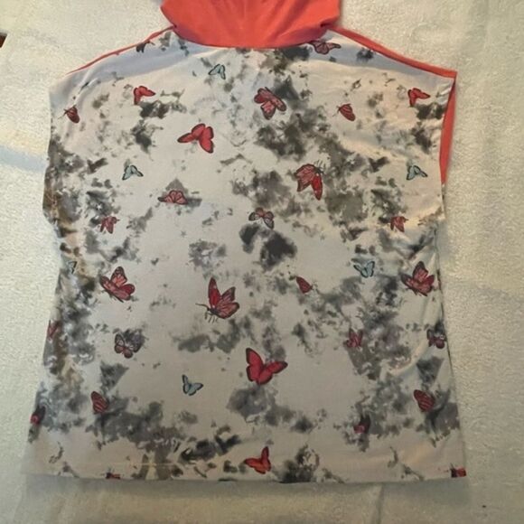 Medium Belle du Jour lightweight sleeveless hoodie w/‘Monarch butterflies - Picture 9 of 10